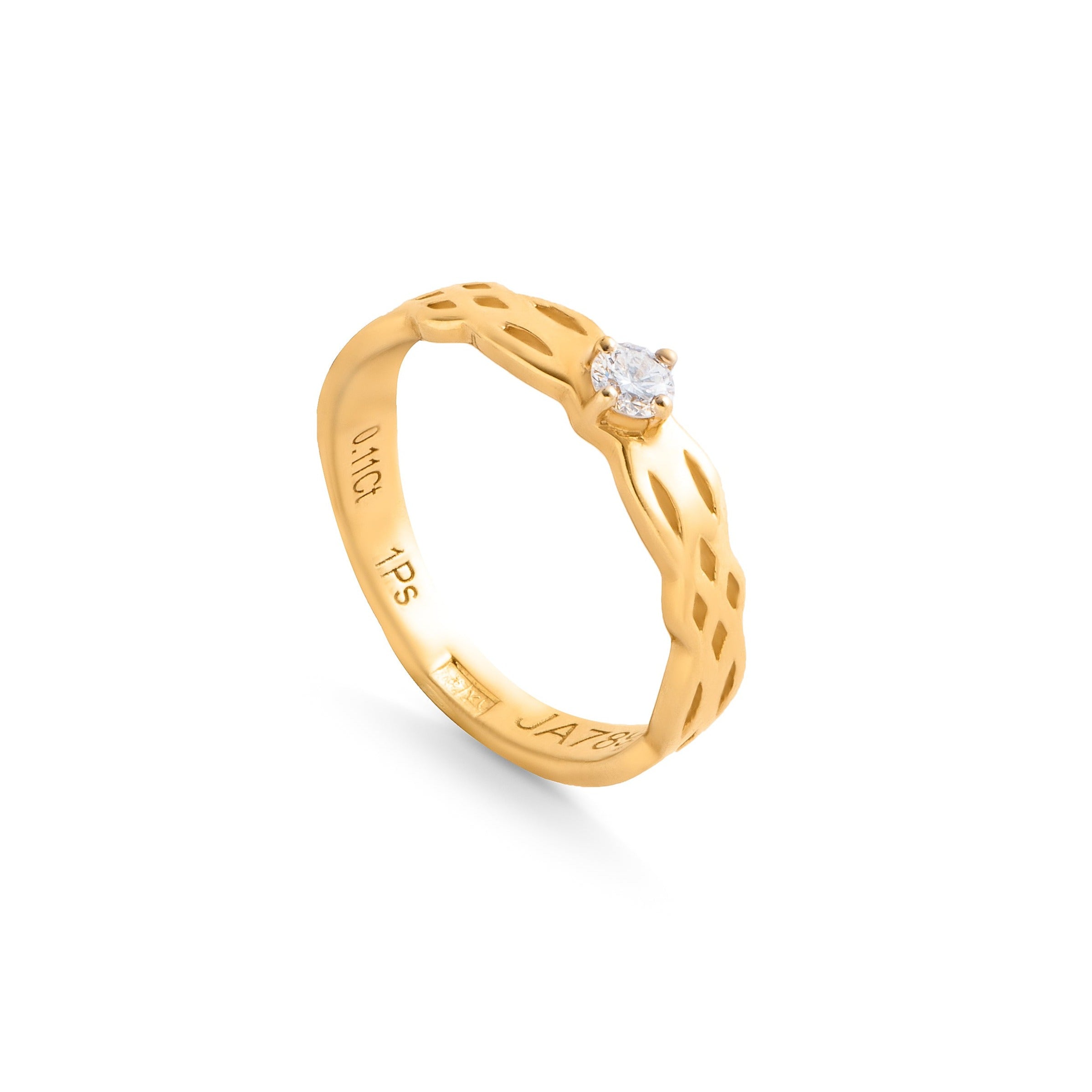 A diamond stone in an 18k yellow gold band - SIR412
