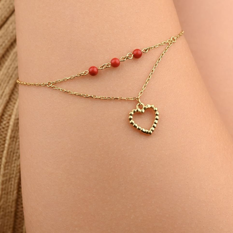 Beautiful heart 2 layers bracelet - K-B076S/G