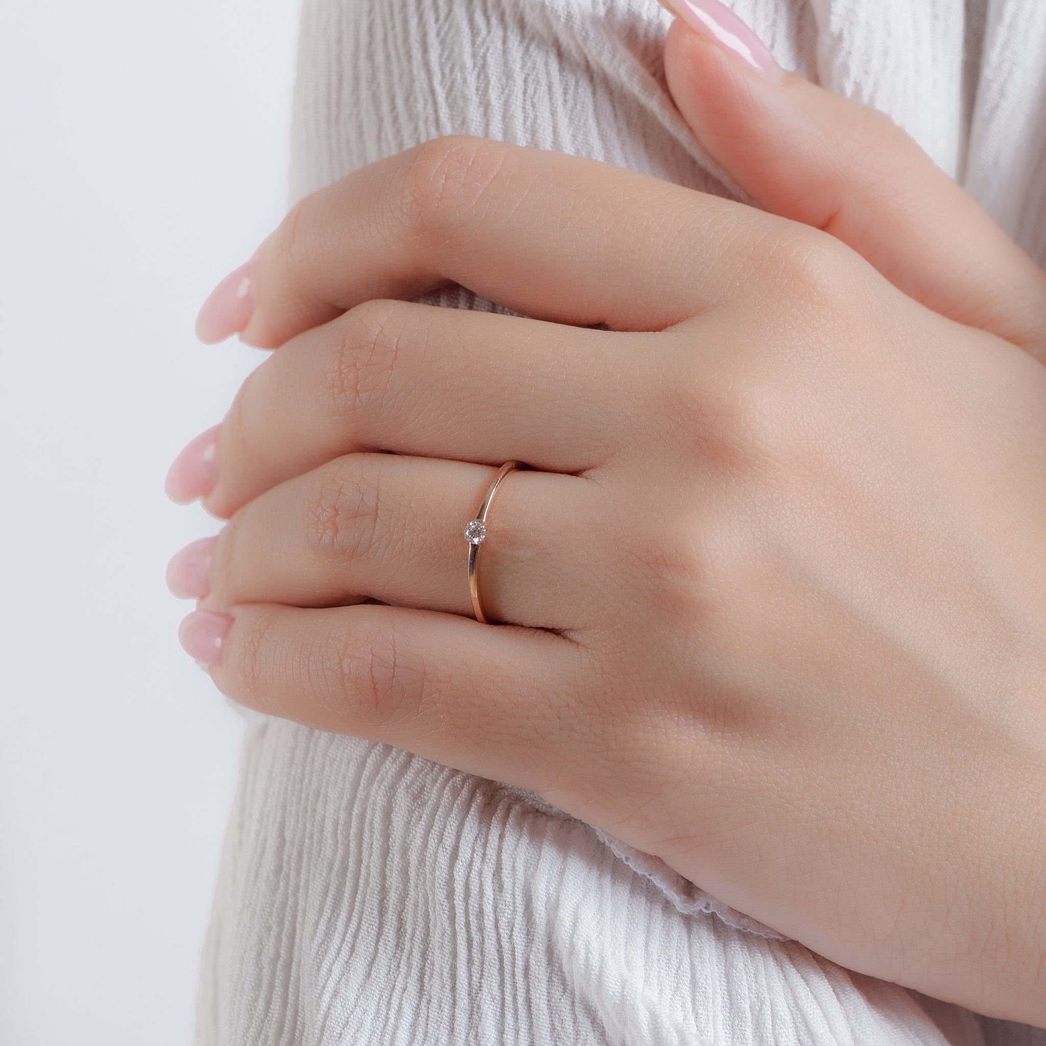Simple Diamond promise Ring in Rose 18K Gold -SIR614