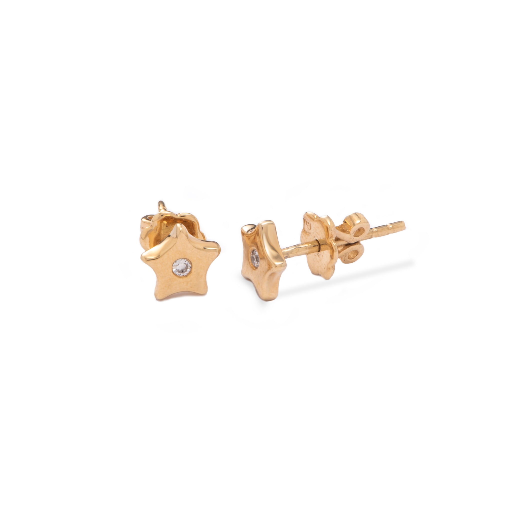 Small Stars Studs Diamond Earring in Yellow 18 K Gold - MB2314