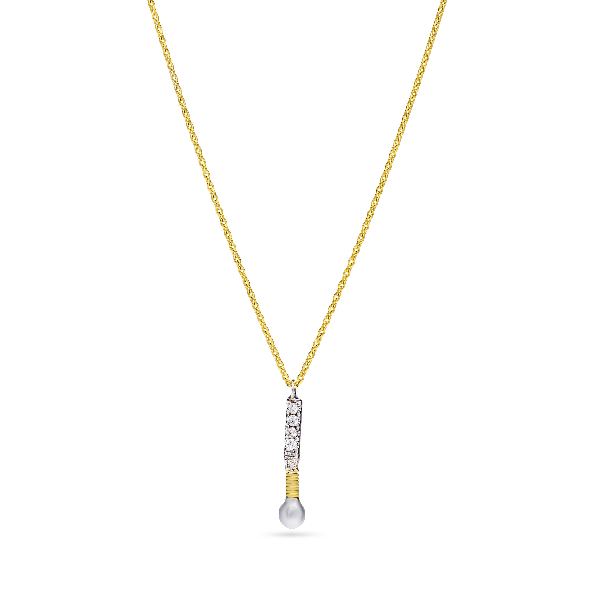 Letter I outstanding Diamond Necklace in Yellow 18 K Gold - MB2711/1 &  Weight of 1.75