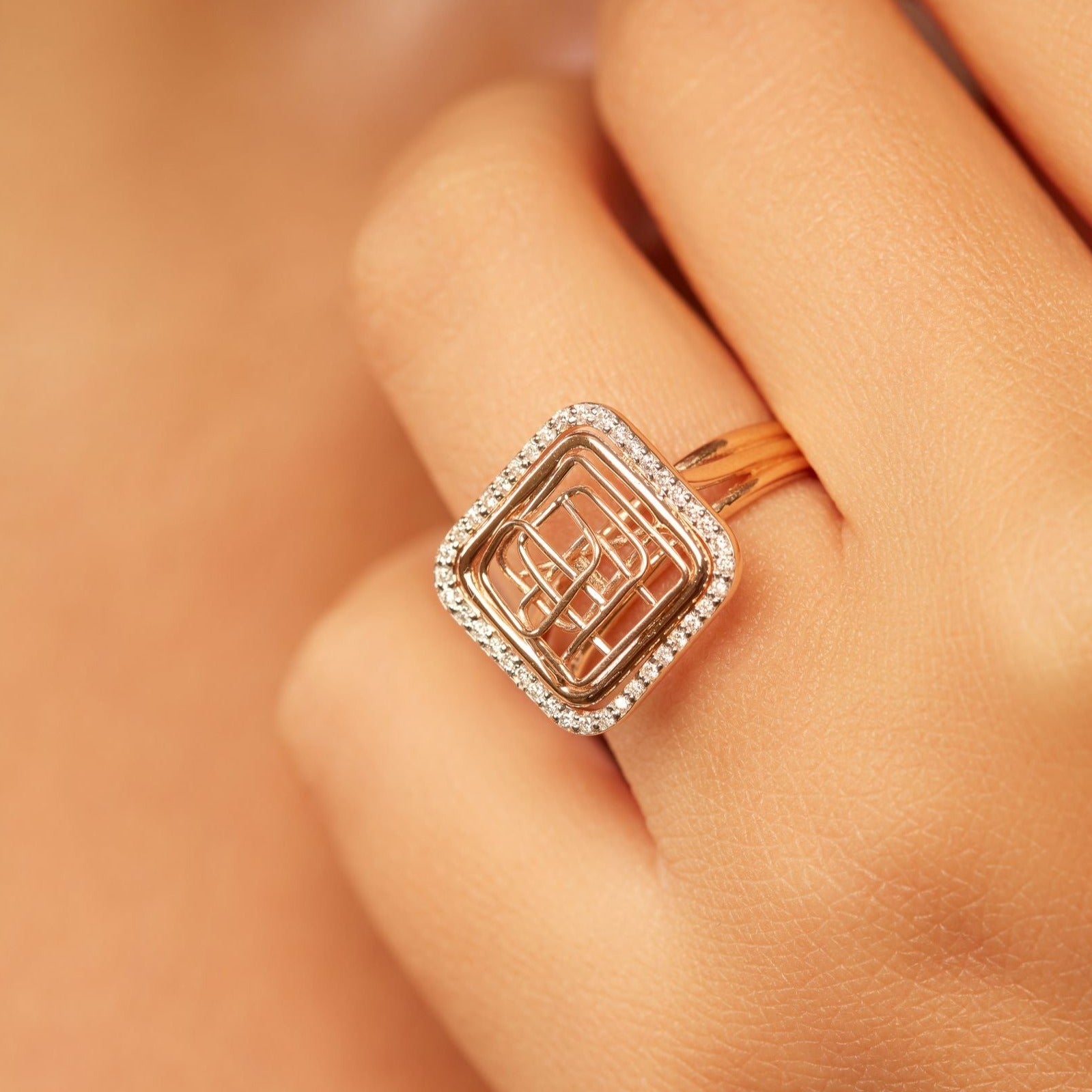Tirette Diamond Rose & White Gold Ring - SIR1012C