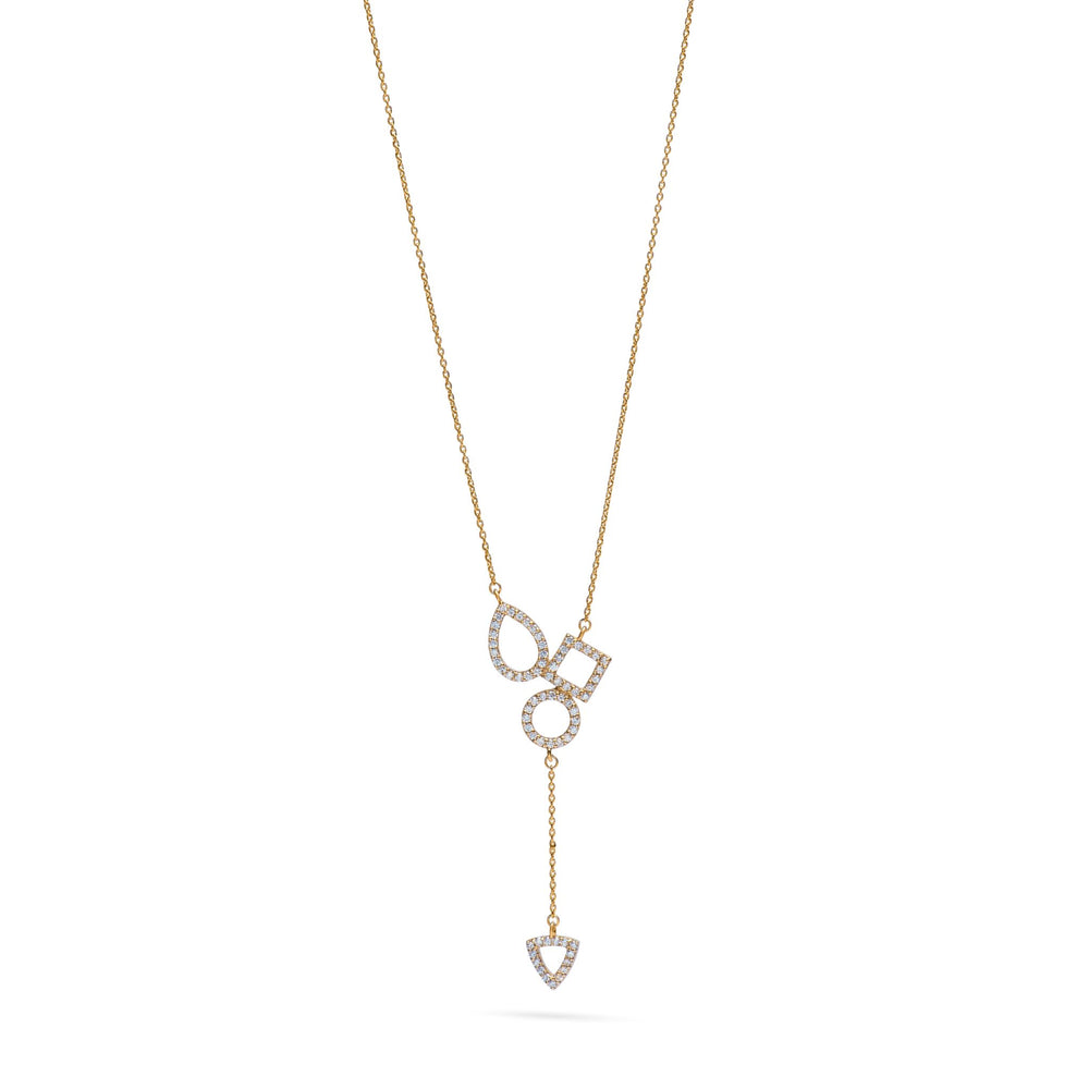 عقد الماس المتدلي من الذهب الأصفر عيار 18 قيراطًا - MB0382