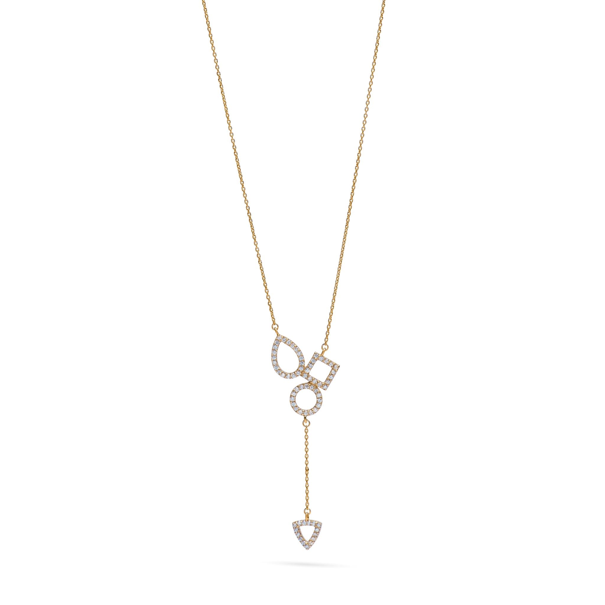 Dangling diamond necklace in 18k Yellow gold - SIR1532