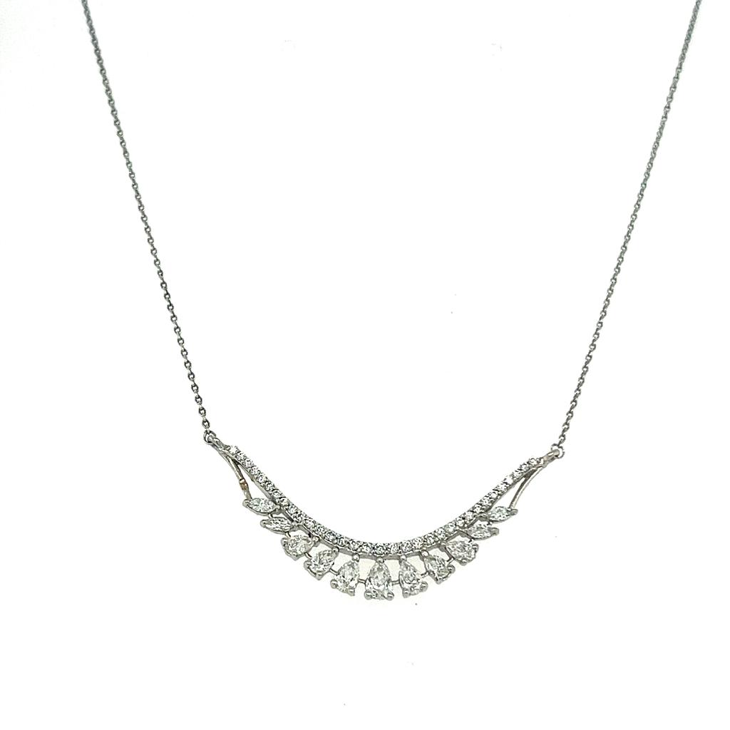 wavy diamond bar Necklace / S-P100