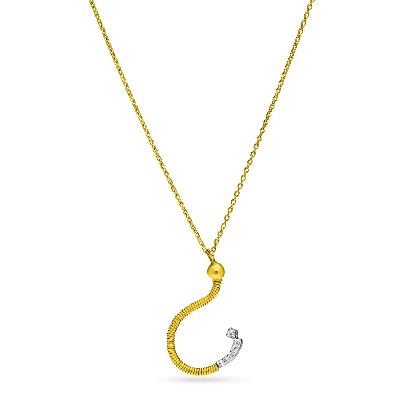 Shiny Letter Noon Gold and Diamond  Necklace in Yellow 18 K Gold - S-P51