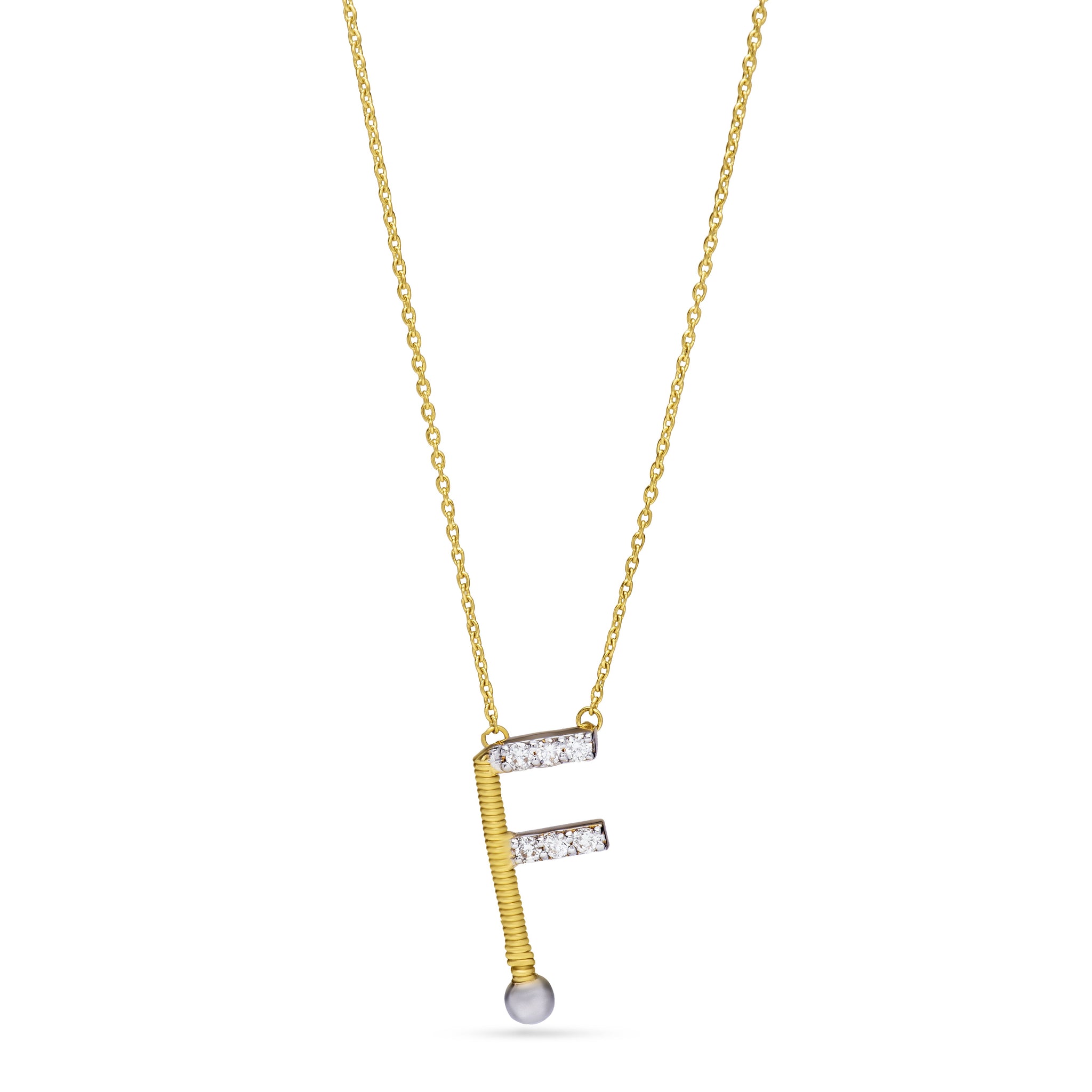 Letter F outstanding Diamond Necklace in Rose 18K Gold - NB0212 &  Weight of 2.27