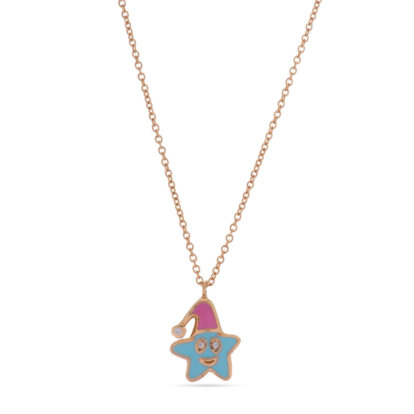 Kid's Delightful Star Shaped  Necklace in Yellow 18 K Gold - NB0537