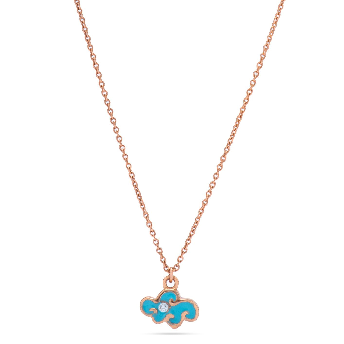 Kid's Cloud Shaped  Necklace in Yellow 18 K Gold - NB0653