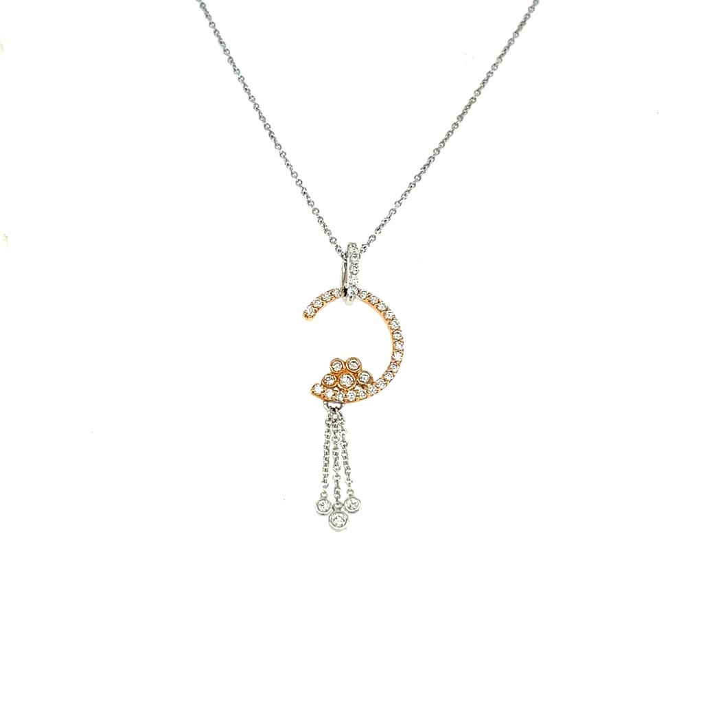 Dangling Diamond Necklace in C shape  / S-H07P