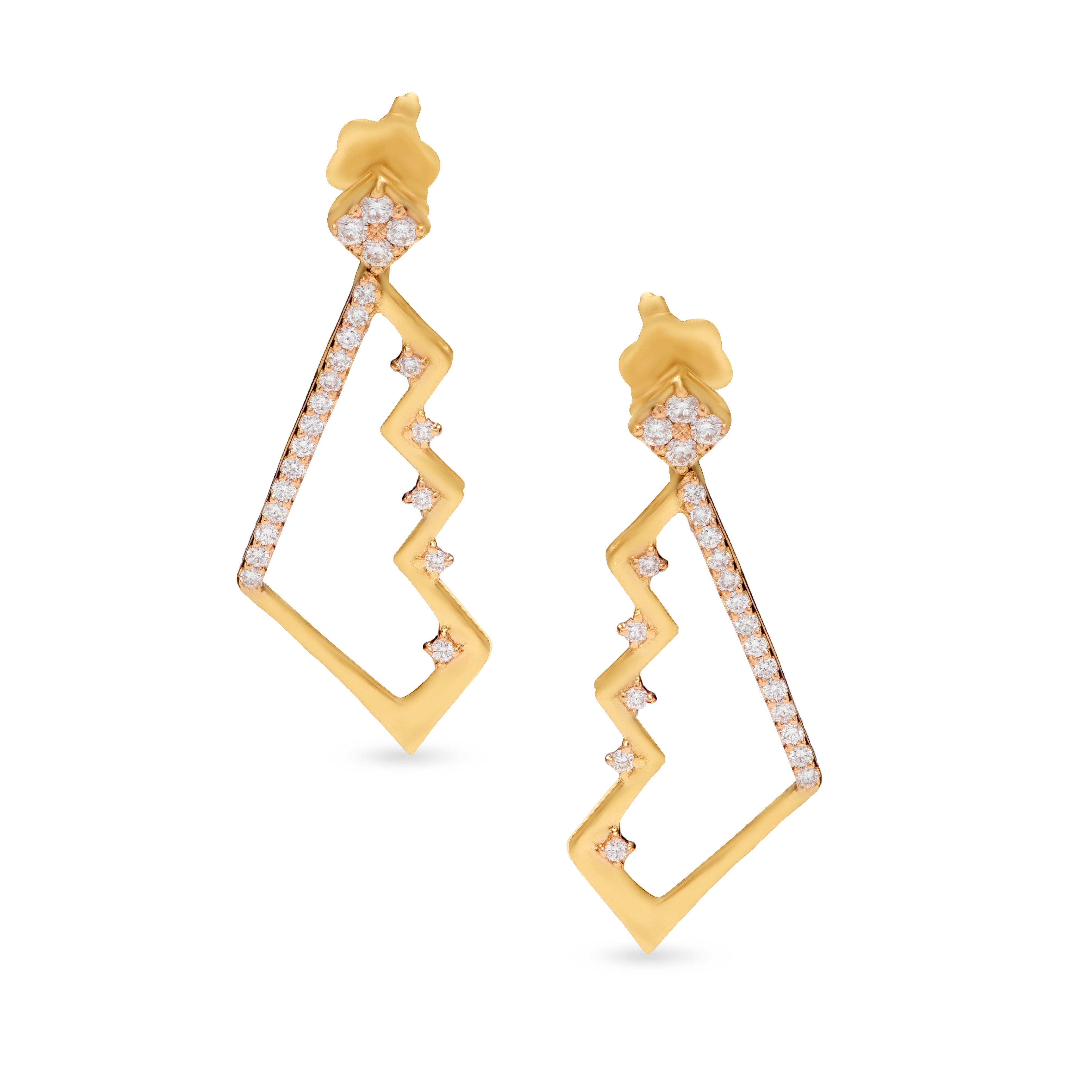Unique Diamond Waves Earring in Rose 18 K Gold - S-H23E