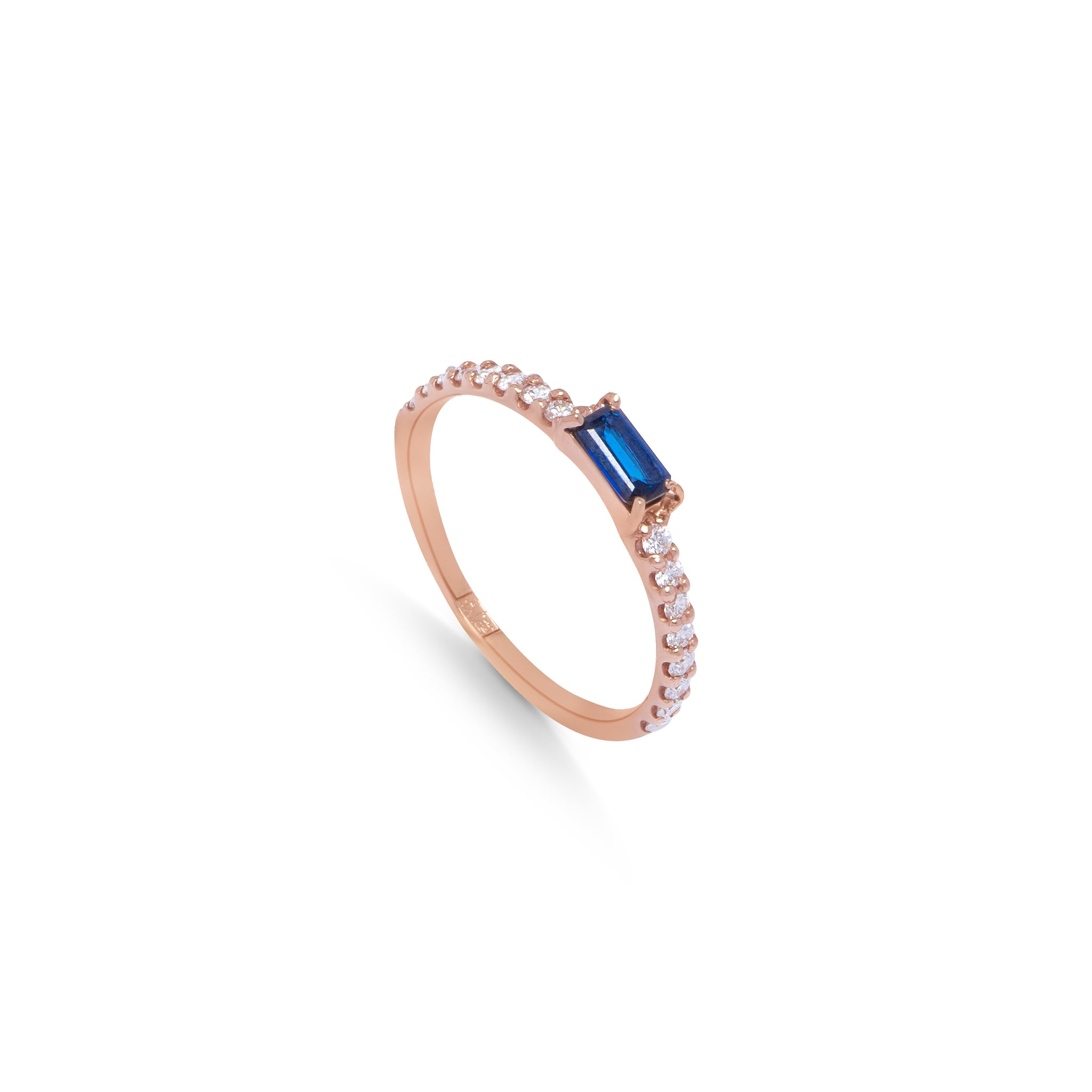 Sapphire Simple Diamond Ring in Rose 18K Gold - NB2927