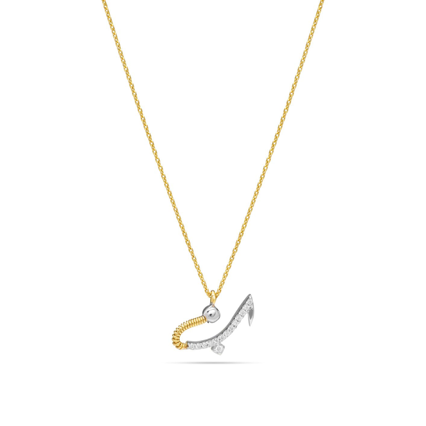 Shiny Letter Baa" Gold and Diamond  Necklace in Yellow 18 K Gold - SIR1681