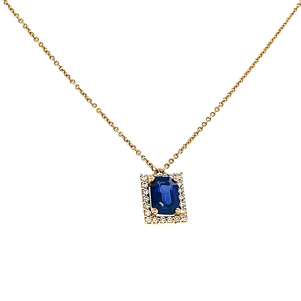 Dangling Sapphire Diamond Necklace in 18K Yellow Gold - S-P166B
