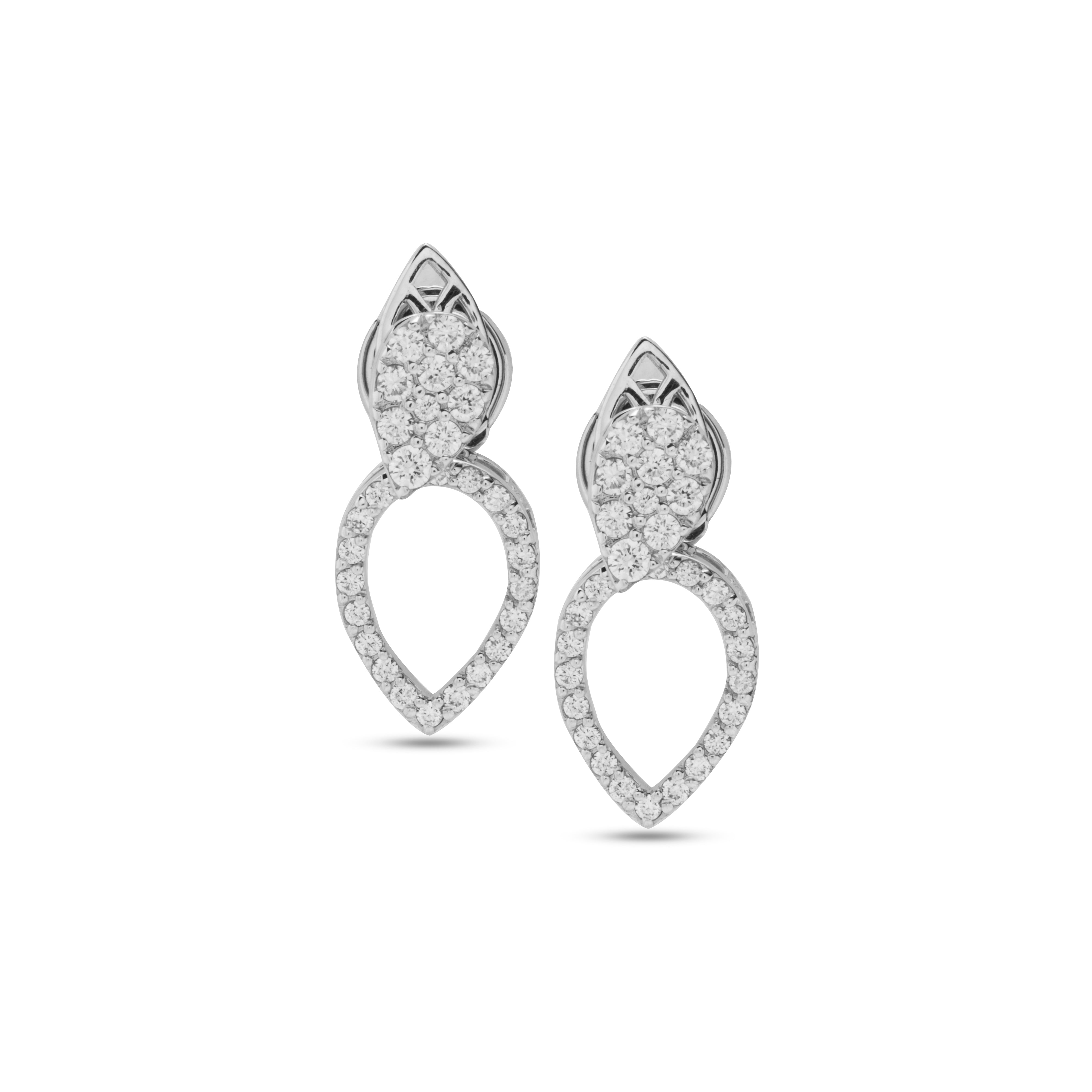 Dangling Pear Shapped shinny Diamond Earring in White 18 K Gold - S-EN023S
