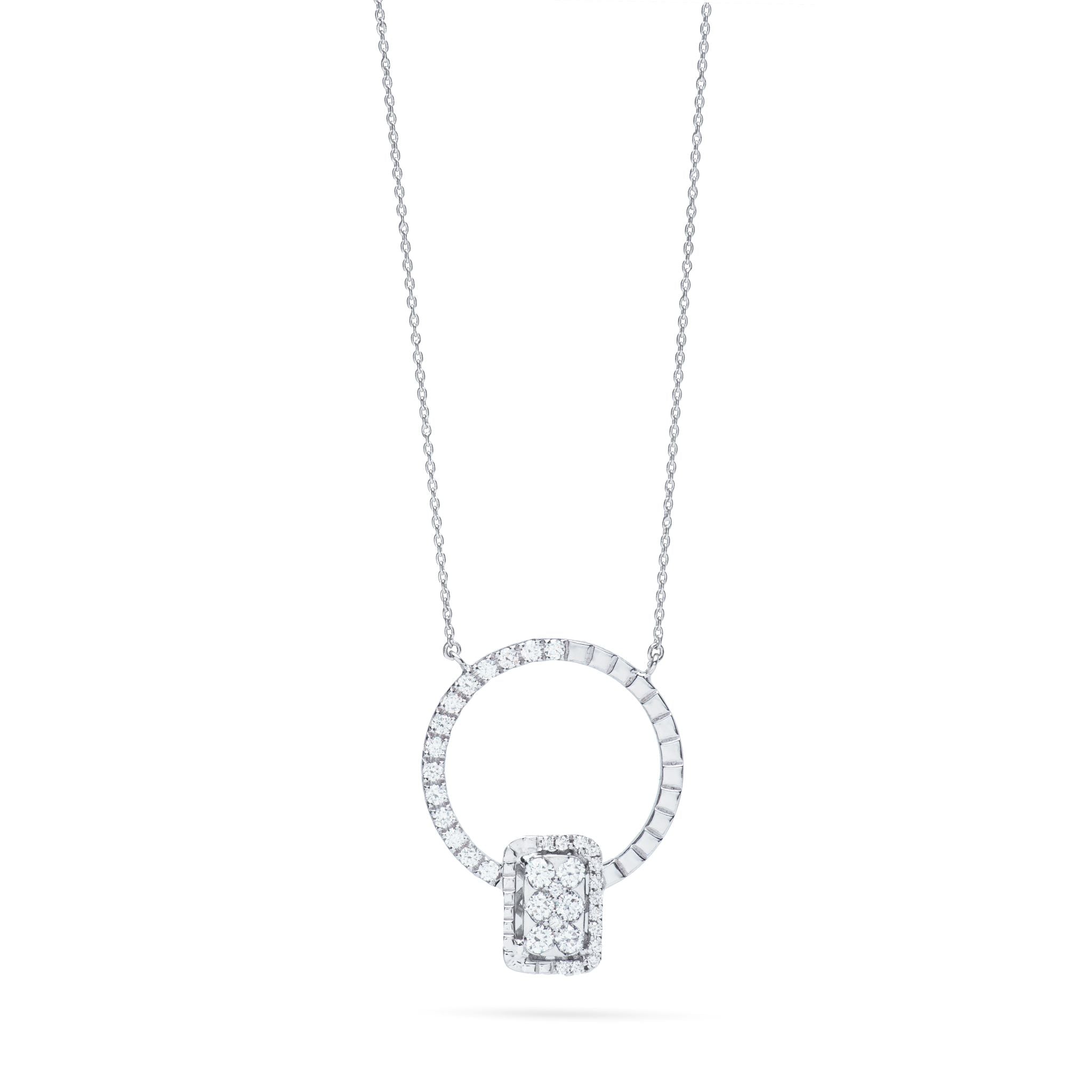 Centeral Diamond Piece necklace in white 18K Gold - S-PN007S