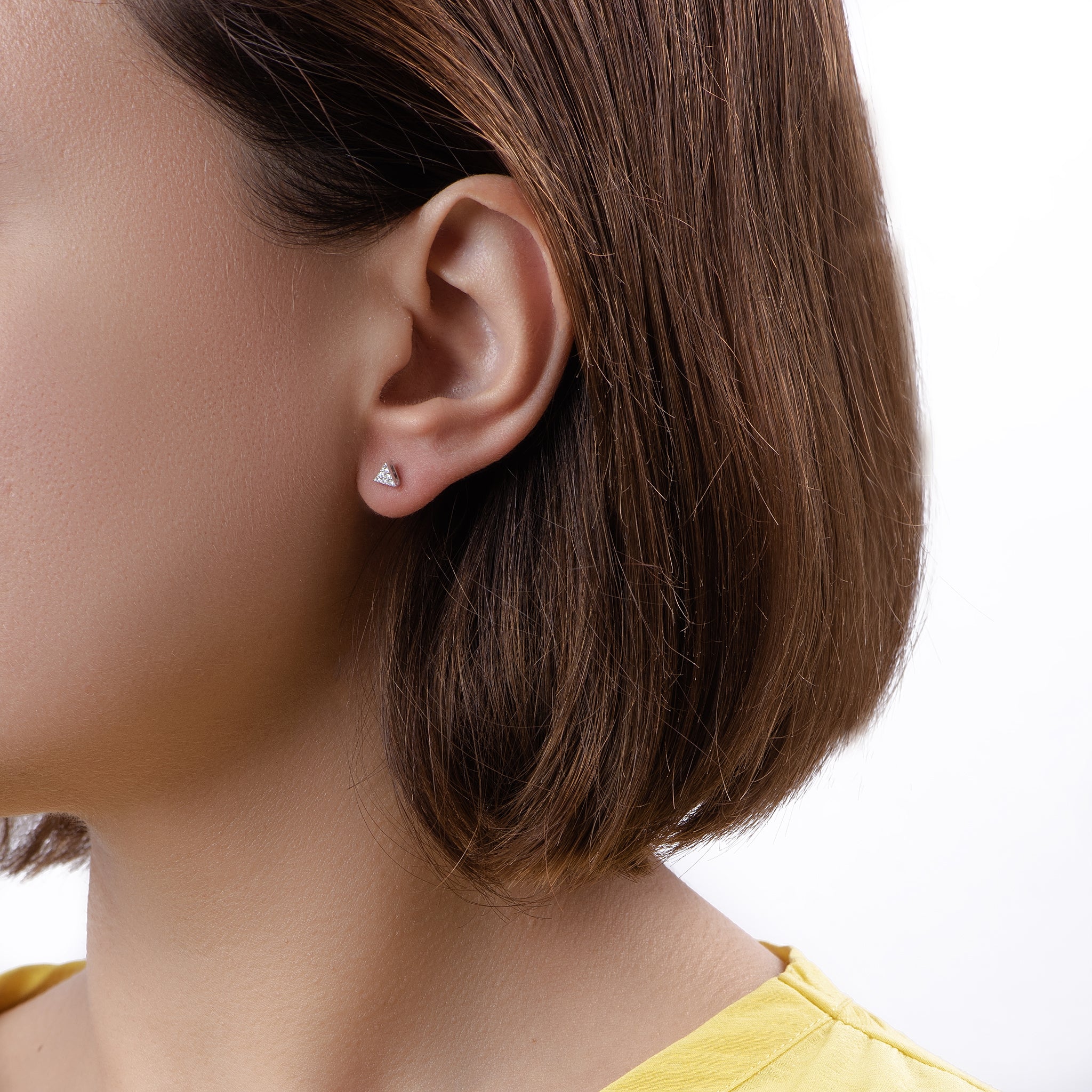 Triangular Diamond Unique Shaped Earring in White 18 K Gold - S-EN021S