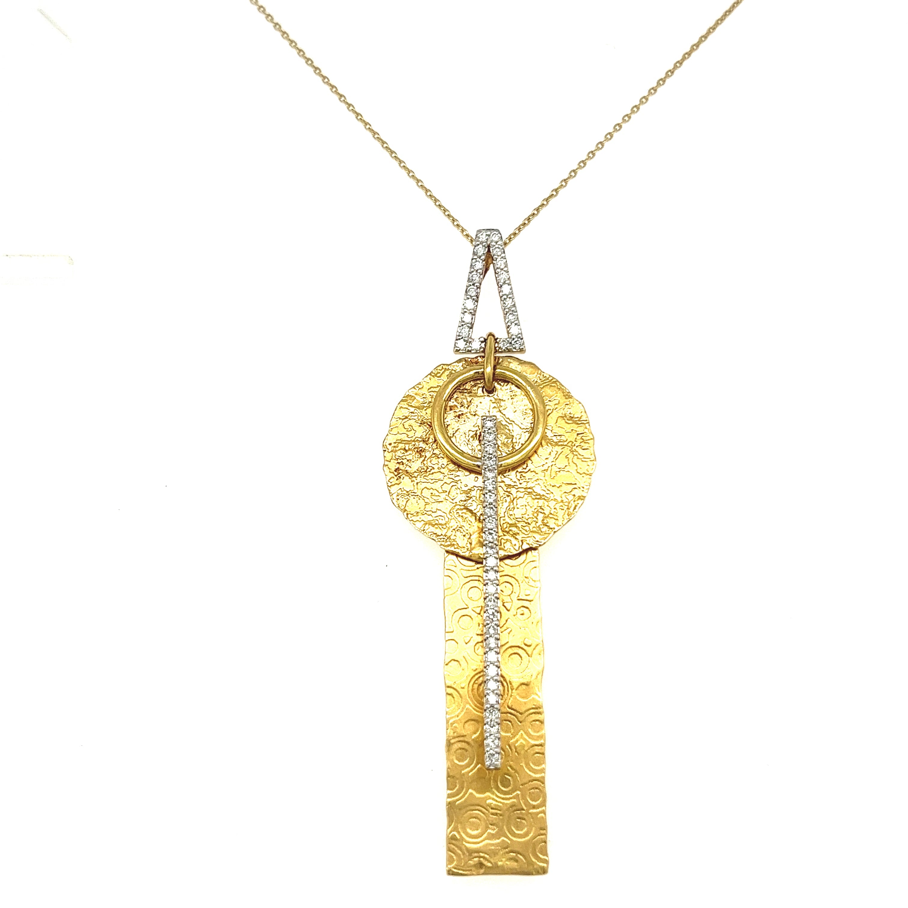 Unique Hammered Gold diamond Necklace / S-EN066S