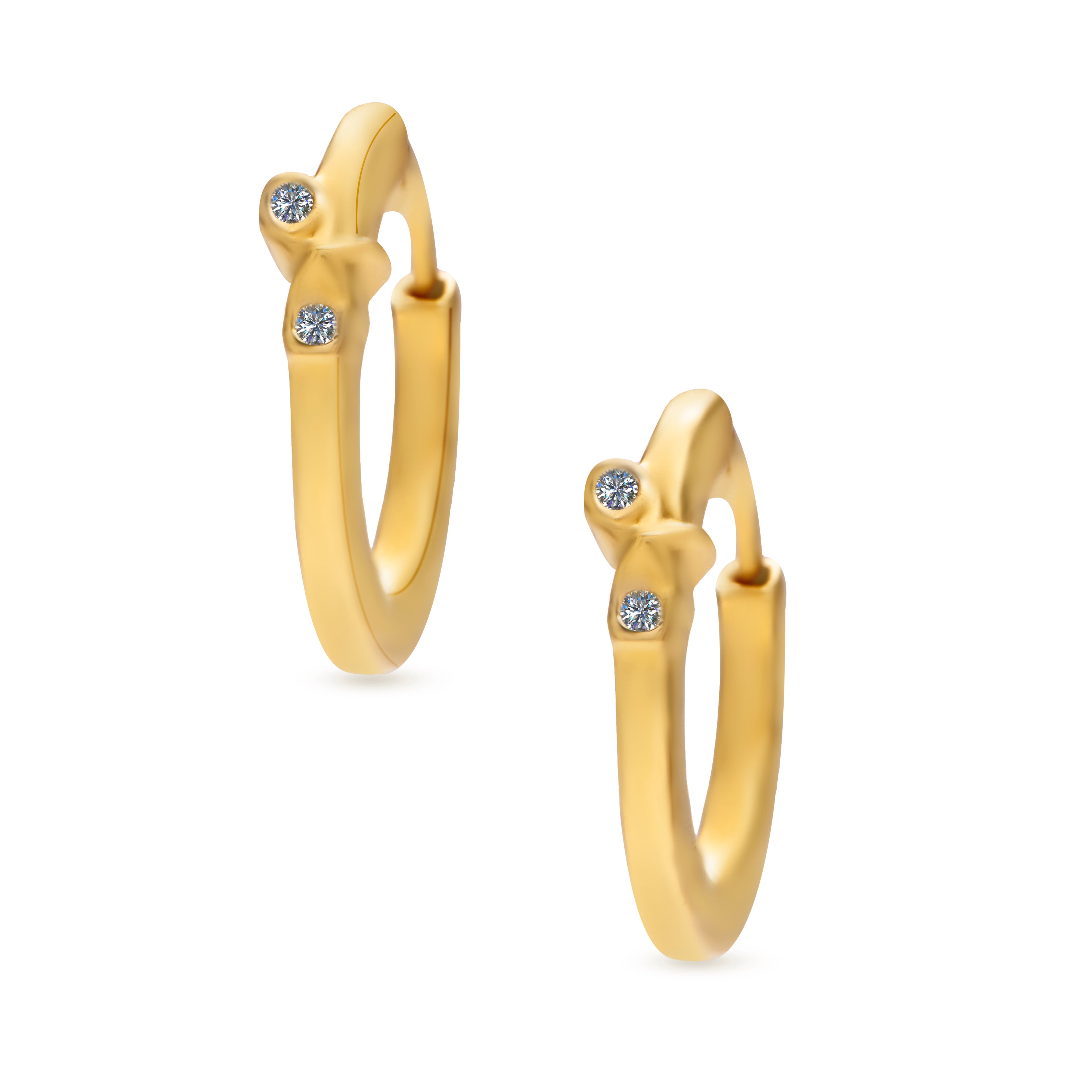 Simple Diamond Shinny Earring in Yellow 18 K Gold - S-EN063S