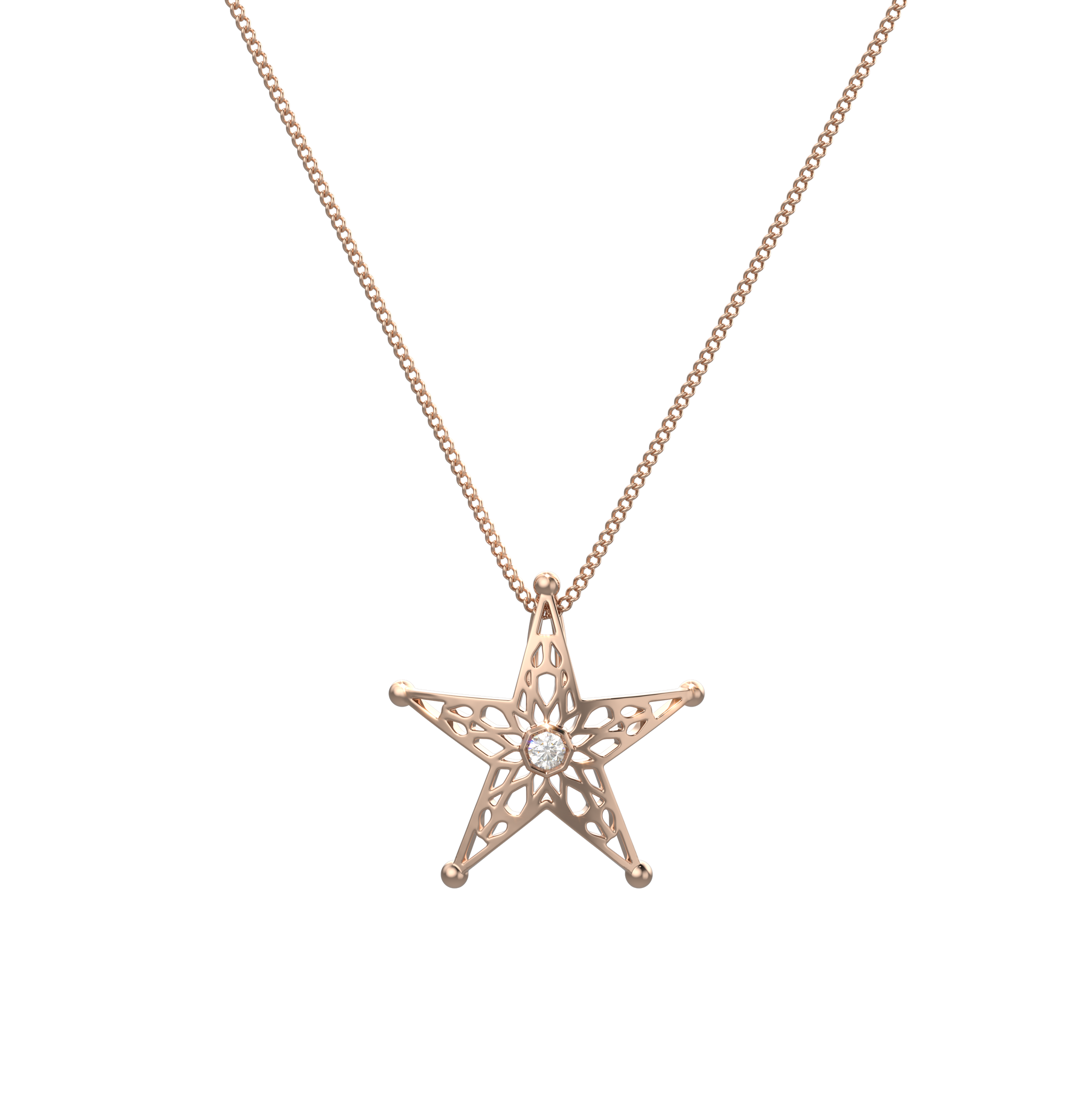 Anty Najma Dazzling Star Necklace in 18k Yellow Gold - S-PN049S
