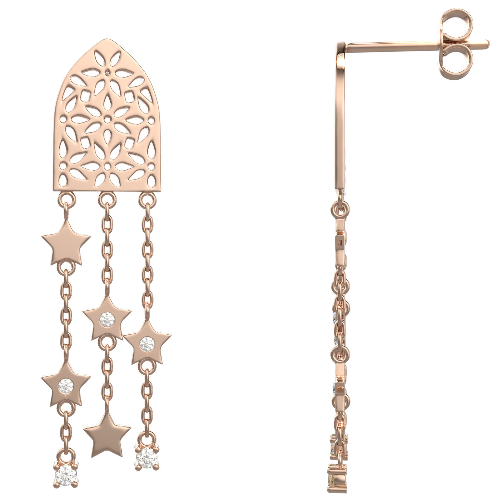 Anty Najma Dazzling Stars Earrings in 18K Rose Gold - S-EN064S
