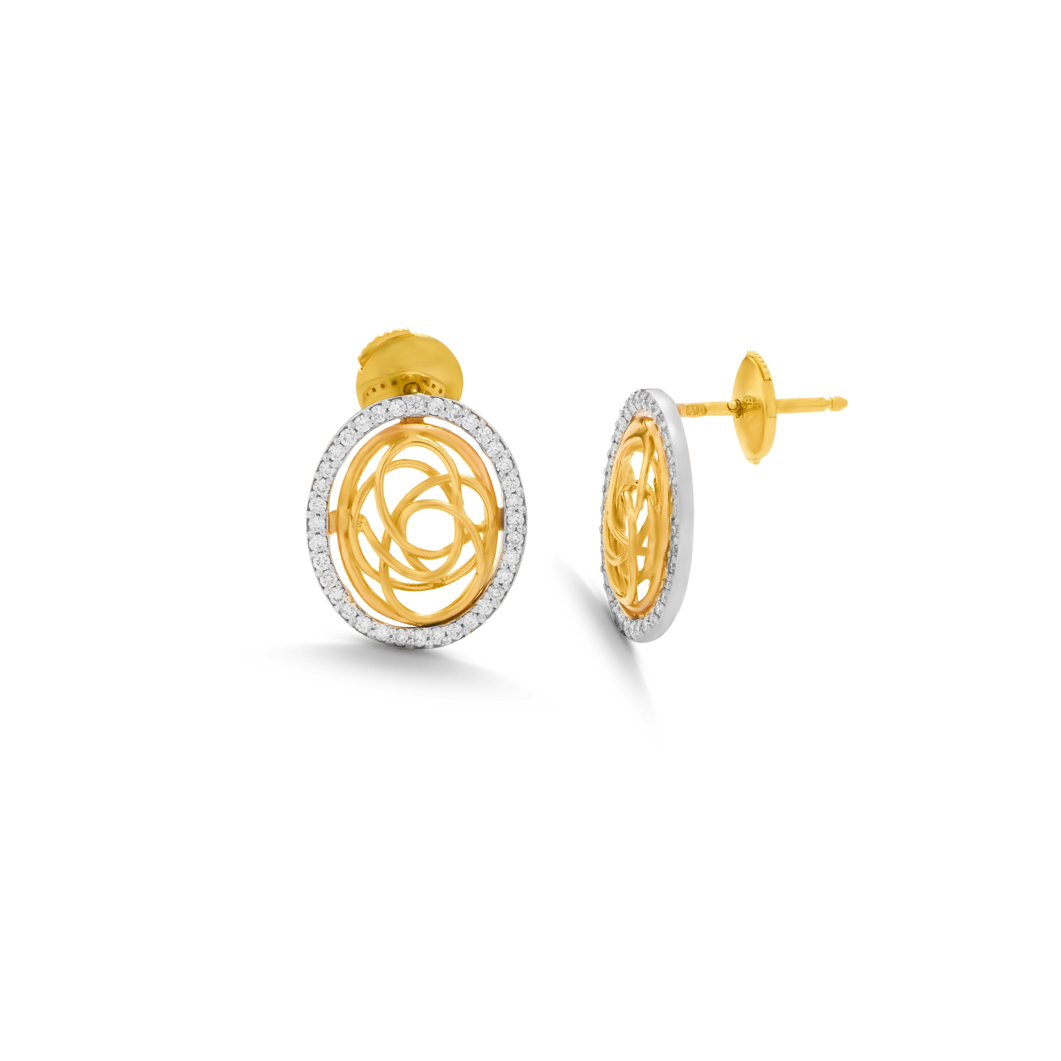 Tirette Opal Shapped shinny Diamond Earring in Yellow 18 K Gold - S-X03E