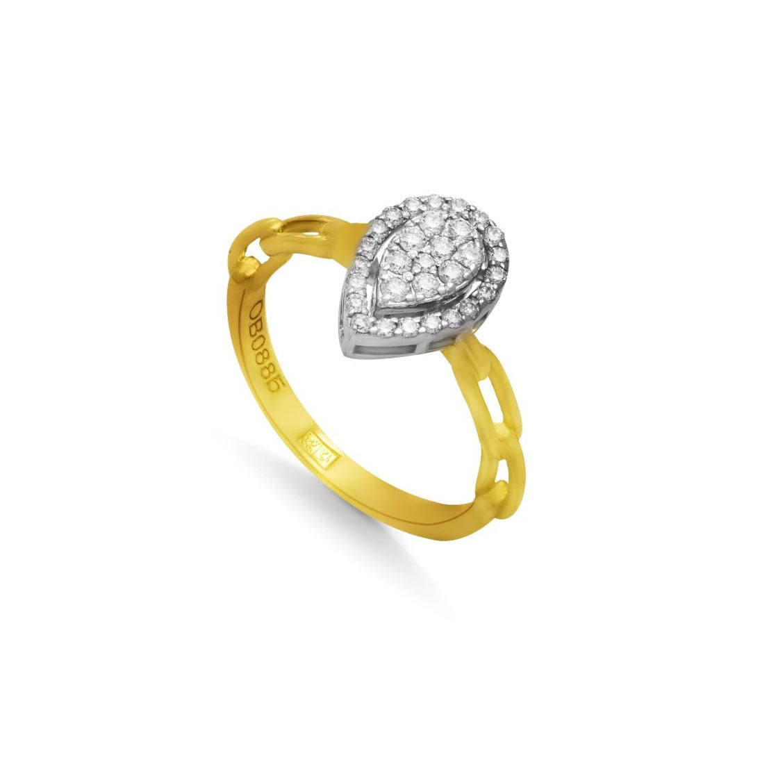 Pear Shapped Diamond Ring in Yellow 18K Gold - S-X10R