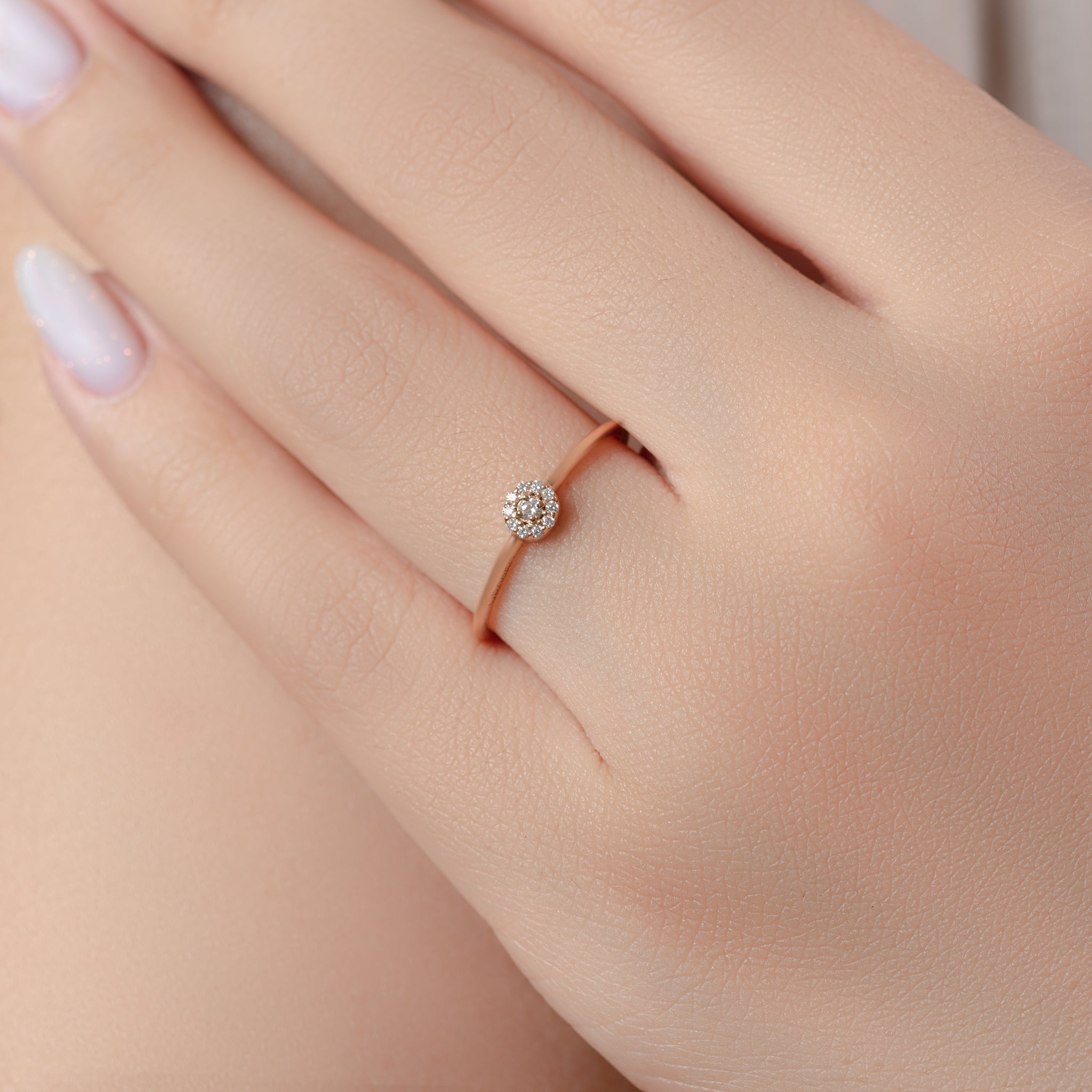 Simple Round Diamond Ring in Rose 18K Gold - SIR1189