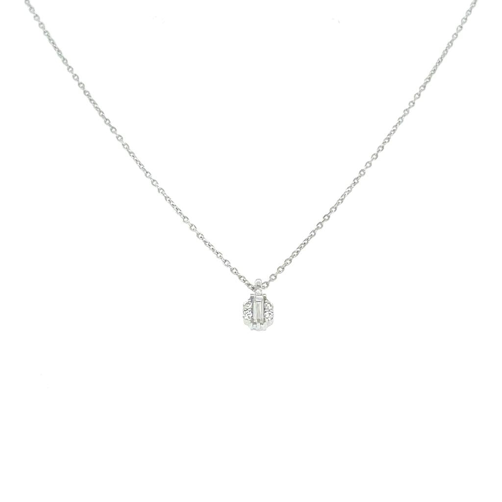 Baguette Diamond Flowral Shaped Necklace - S-SP032S