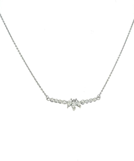 Diamond bar necklace with 3 marquise diamonds in center - S-P318S