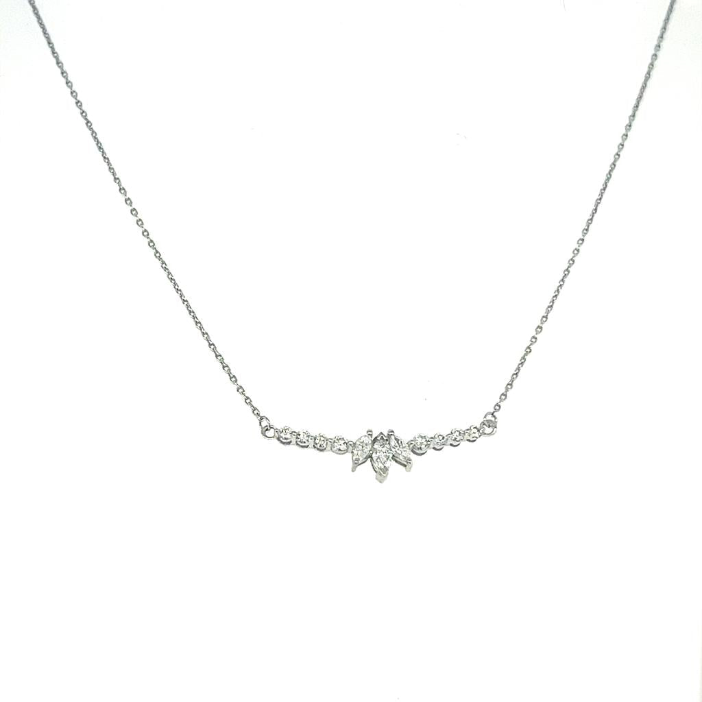 Diamond bar necklace with 3 marquise diamonds in center / S-P318S