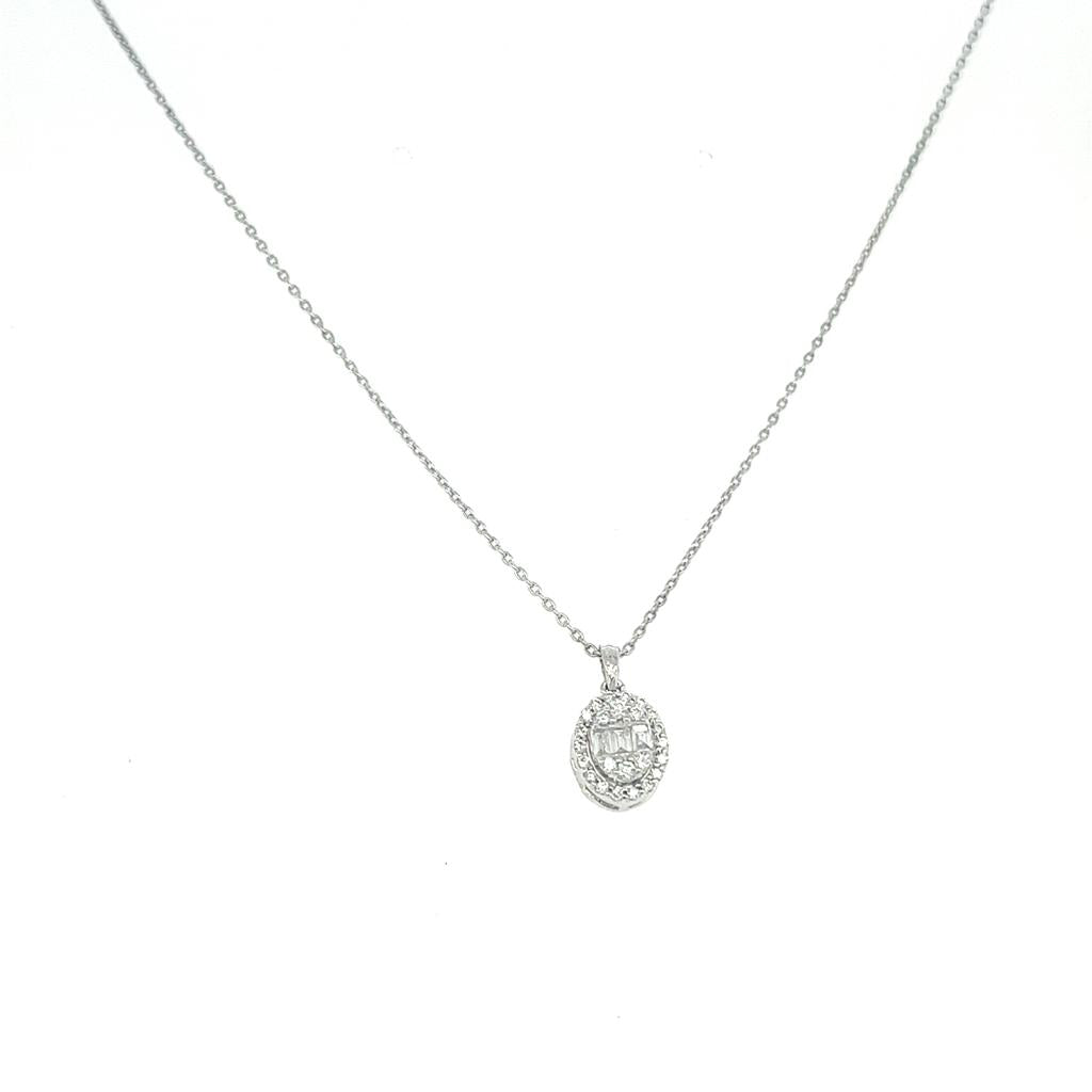 Classic dangling diamond Necklace in 18K White Gold - S-X55P