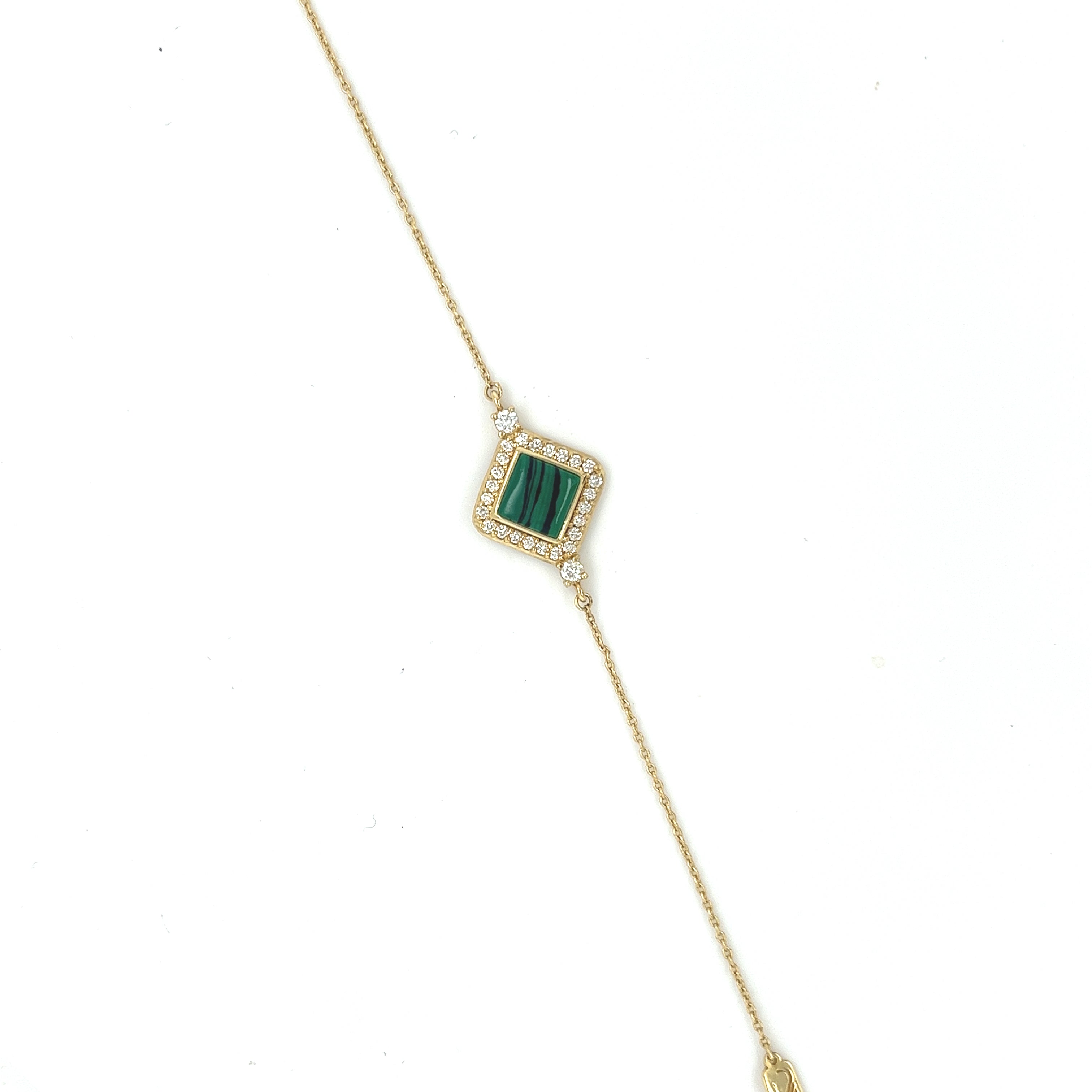 Malachite summer Diamond Bracelet with 1 square of stones in 18K Gold Yellow gold S-B414S