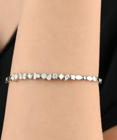 Unique irregular diamond bangle - S-B307X