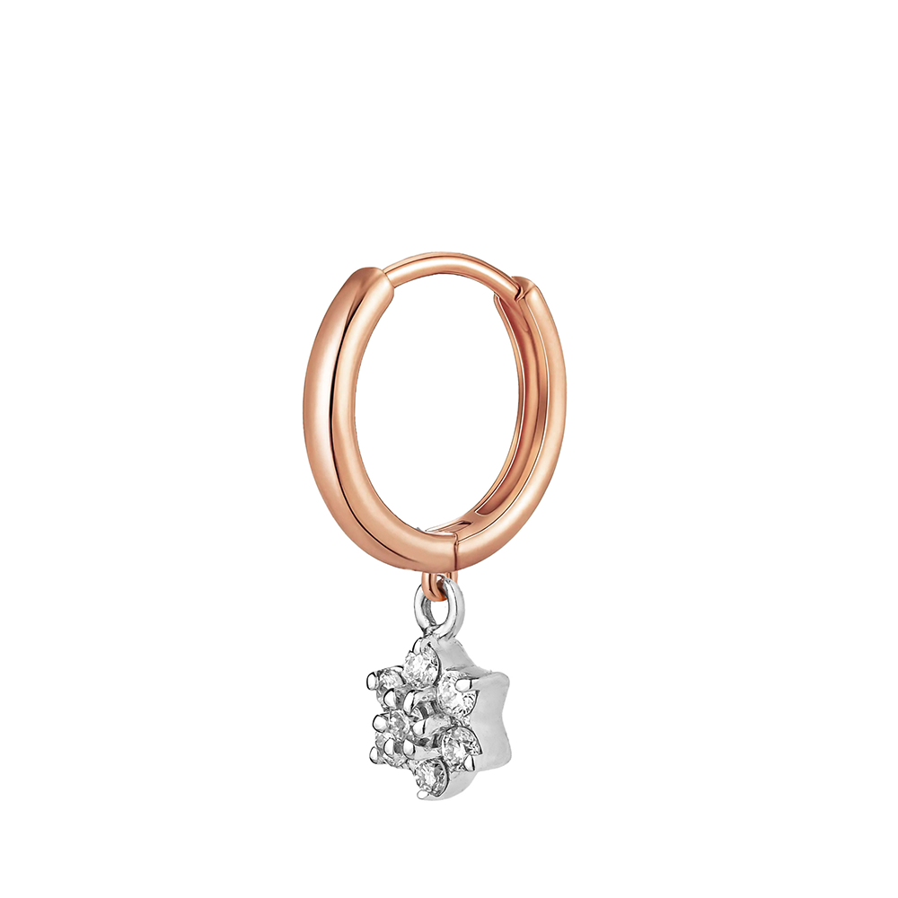 Single Diamond Dangling Floral Shaped Piercing in 18K ROSE Gold S-CE185S