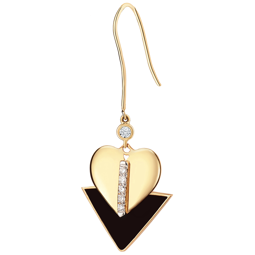 Single Diamond Heart Shaped earring in 18K Yellow GOLD S-E145GB