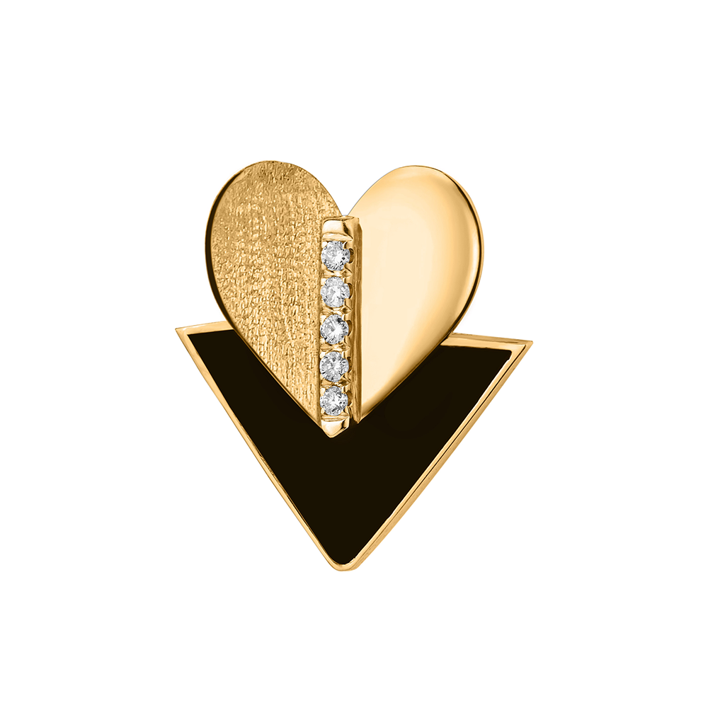 Single Diamond Heart Shaped earring in 18K Yellow GOLD S-E145G