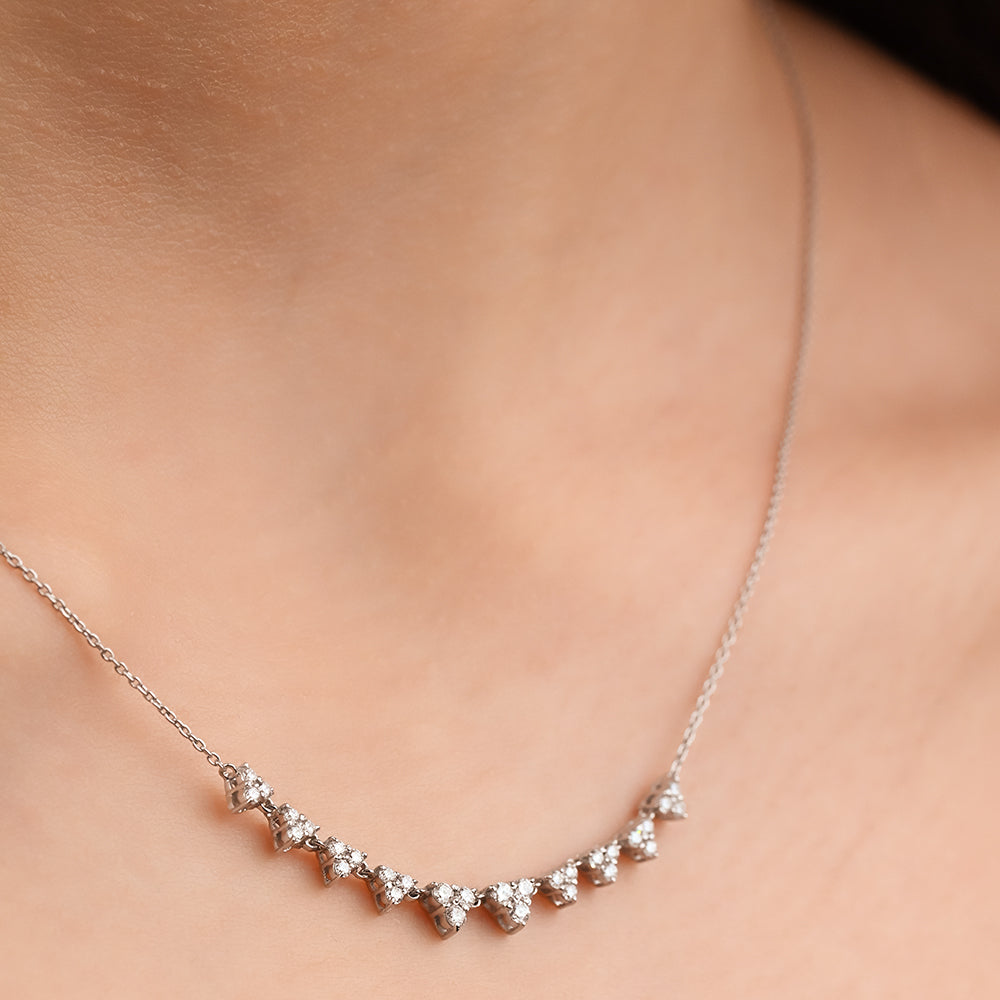 Multi Triangles Diamond Necklace in 18k White gold - S-N060S