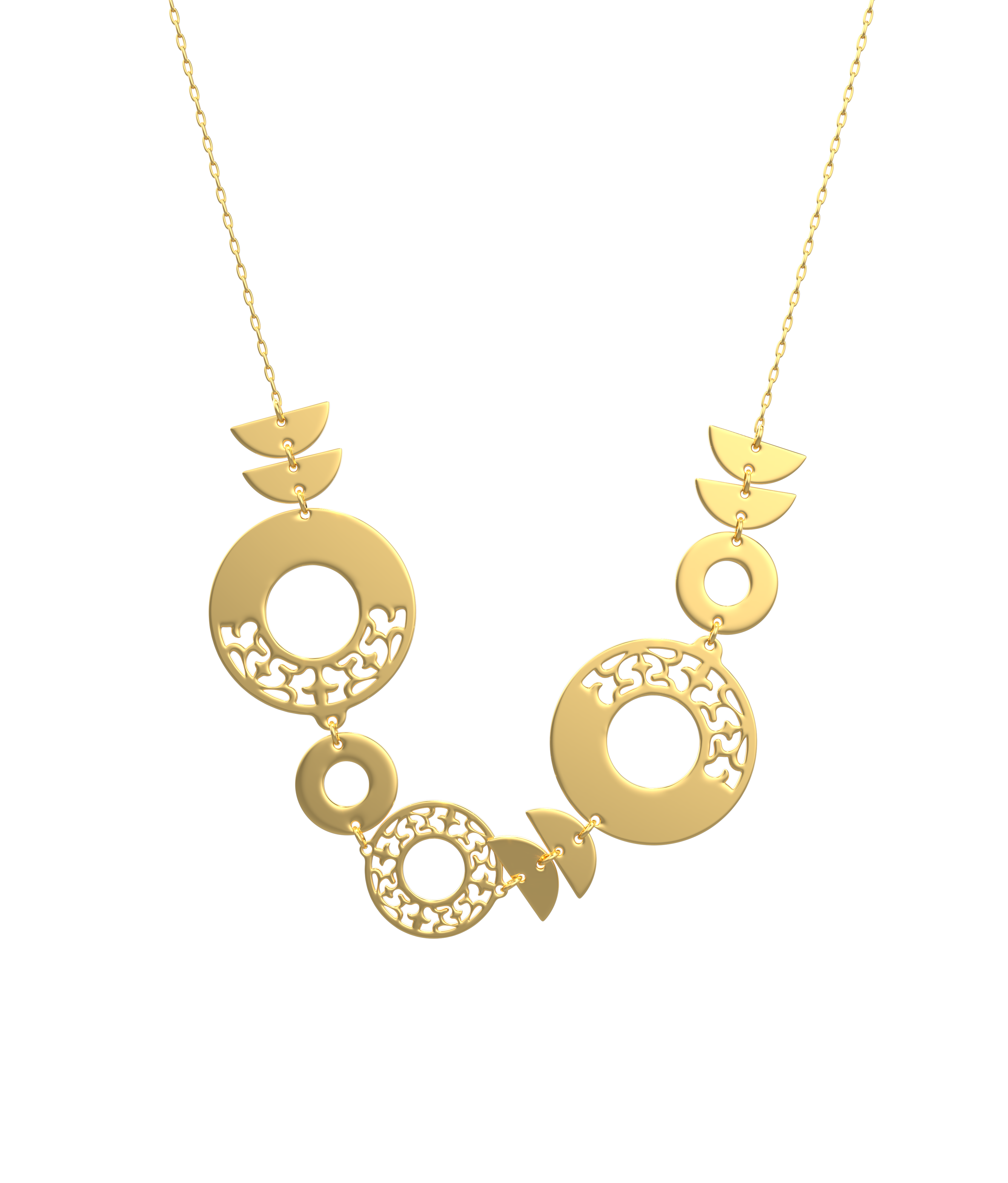Unique moon shapped and half moons Necklaces in 18K Gold - S-NE040G/Y/WG