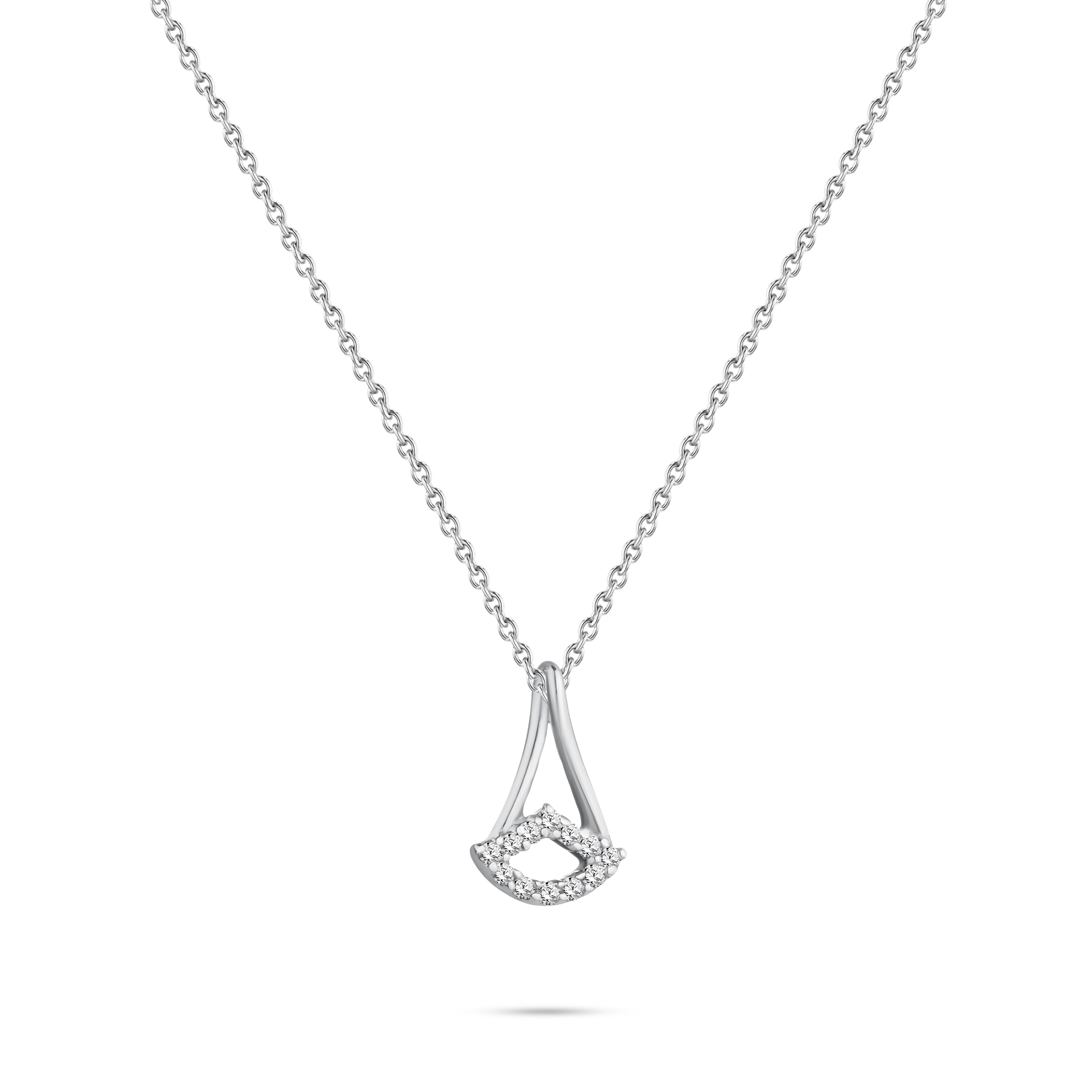 Precious diamond eye Necklace in White 18 K Gold - S-P235SON