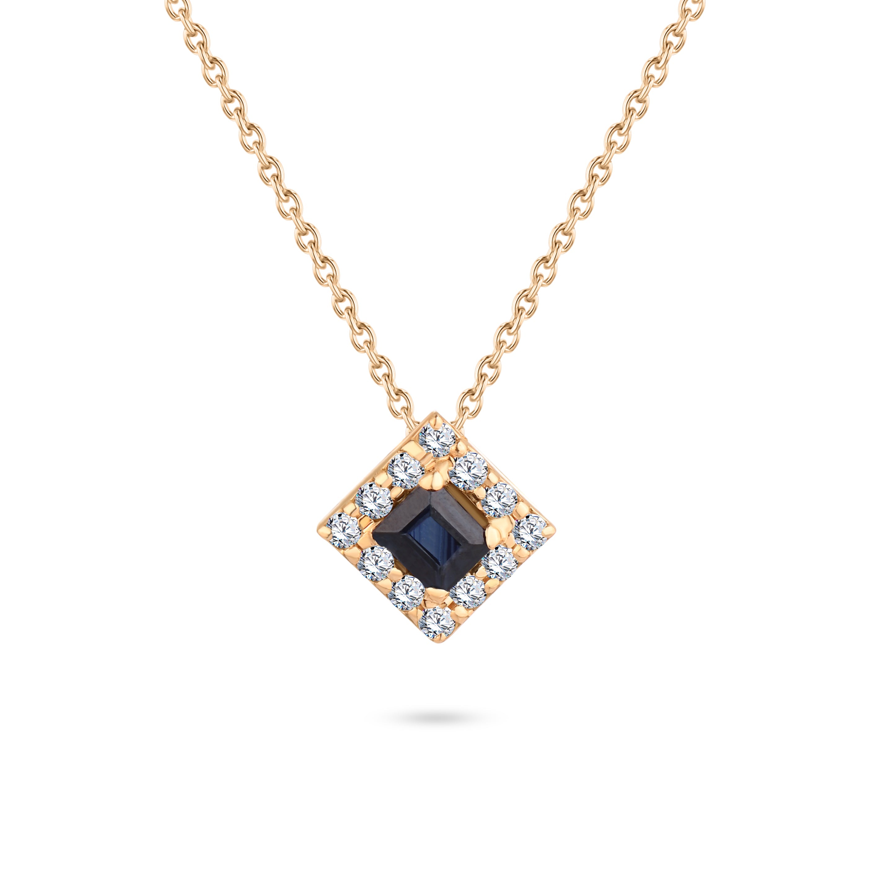 Central Sapphire with Diamond Necklace in Yellow 18 K Gold - S-P261SON