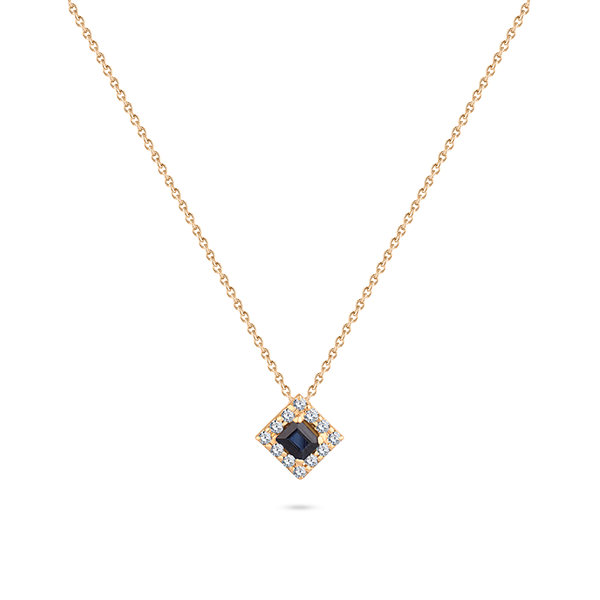 Central Sapphire with Diamond Necklace in Yellow 18 K Gold - S-P261SON