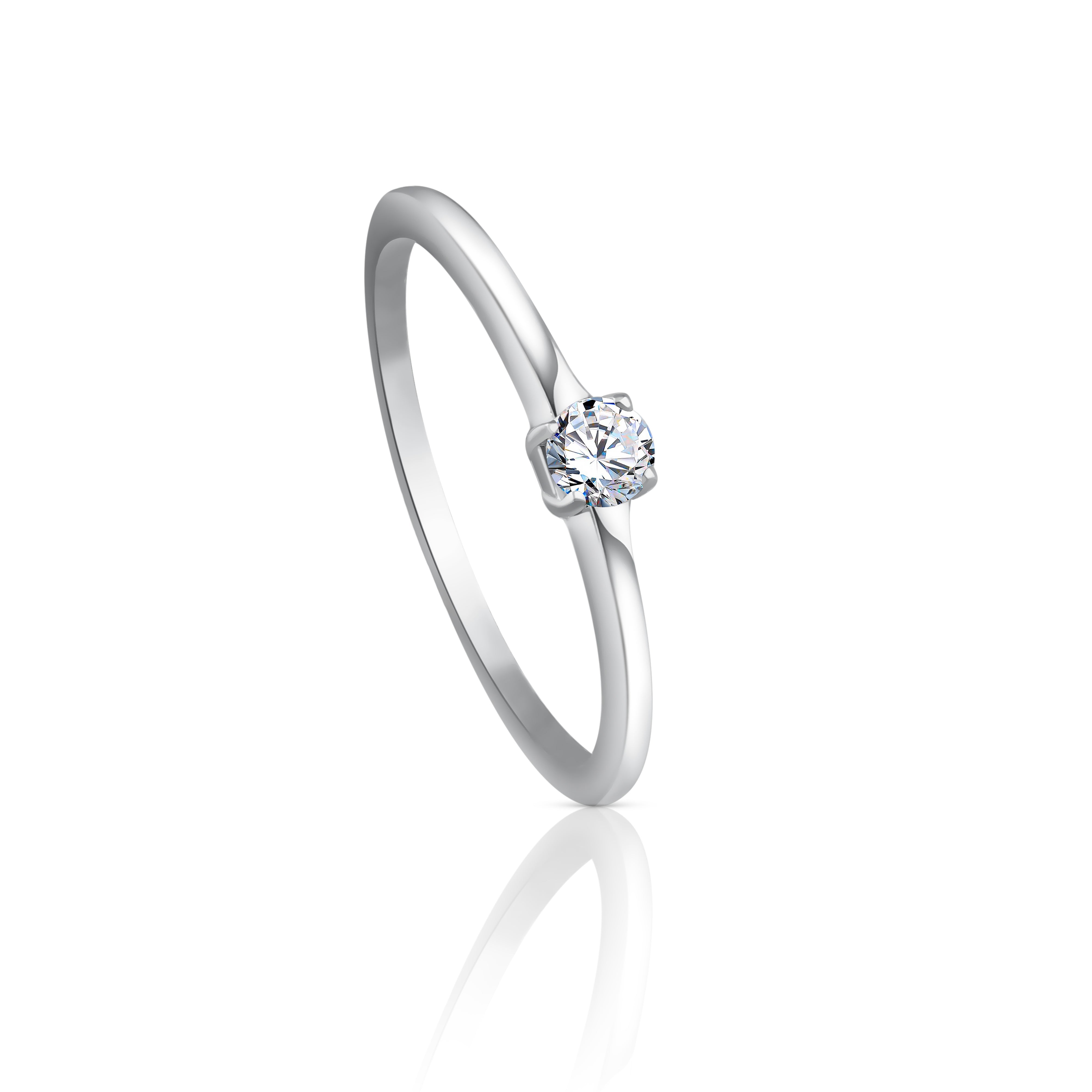 Simple Promise Diamond  Rings in White 18 K Gold - S-R172X
