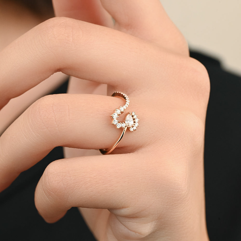 Irregular Shaped Beautiful Diamond Ring in 18k Rose gold - S-R282S