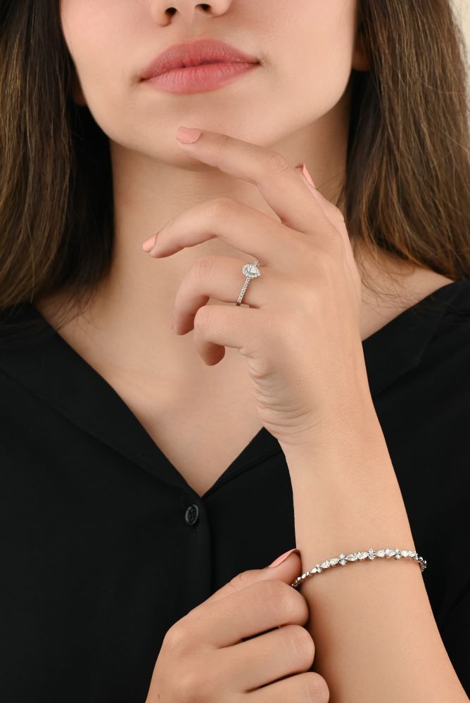 Unique Irregular Diamond Bangle 18K White Gold - S-X115B