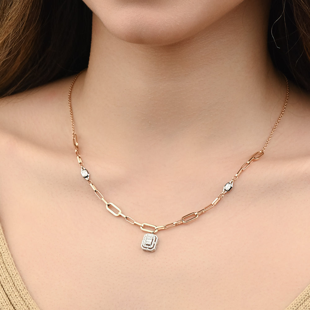 A Beautiful Diamond Necklace in 18k Rose gold - S-X075N