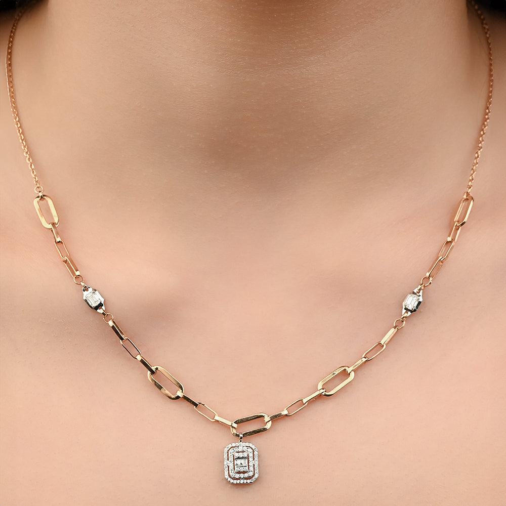 A Beautiful Diamond Necklace in 18k Rose gold - S-X075N