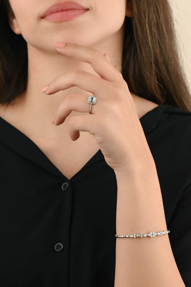 Unique irregular diamond bangle - S-X117B