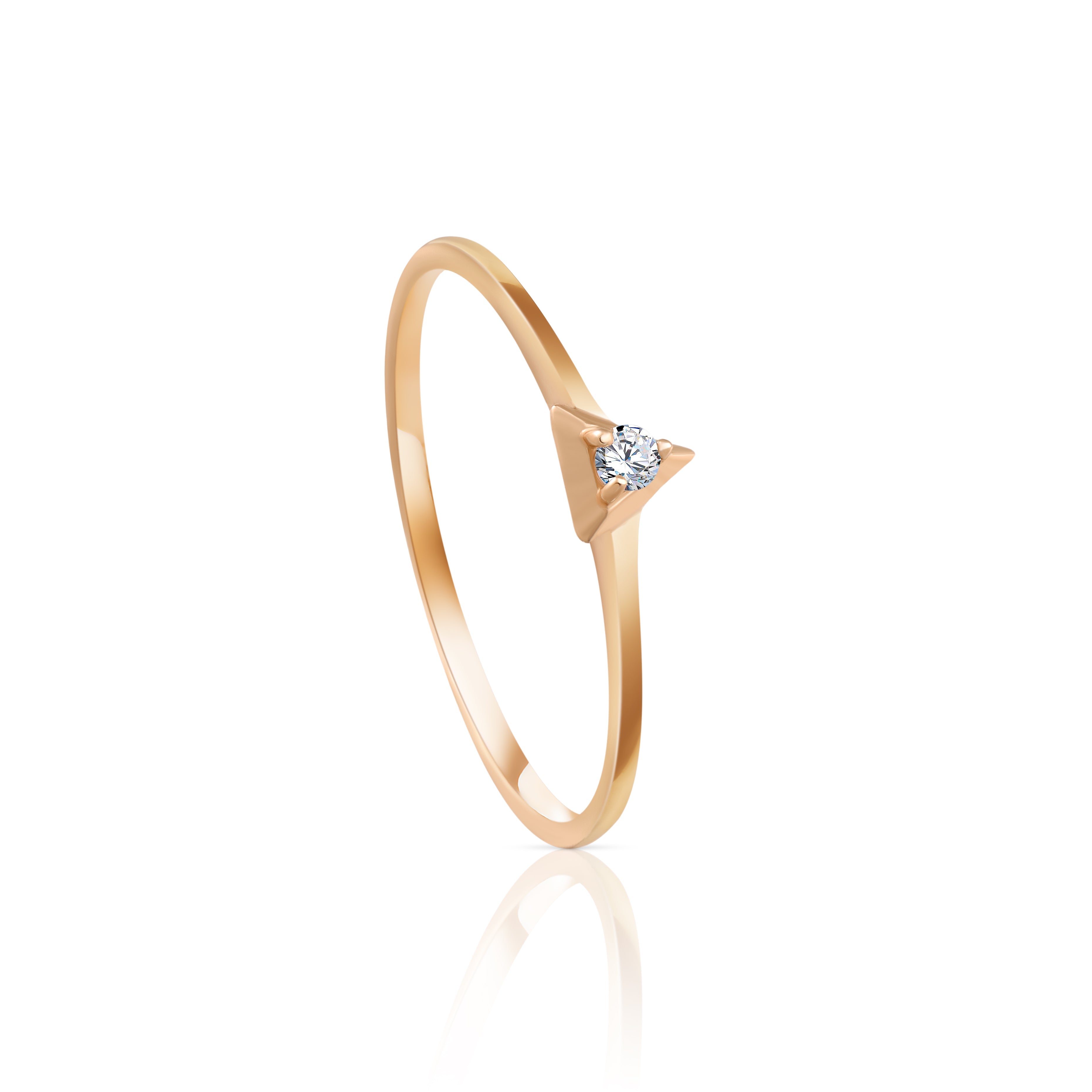 Simple beautiful promise in triangular frame Ring in Yellow 18 K Gold - S-X14RON