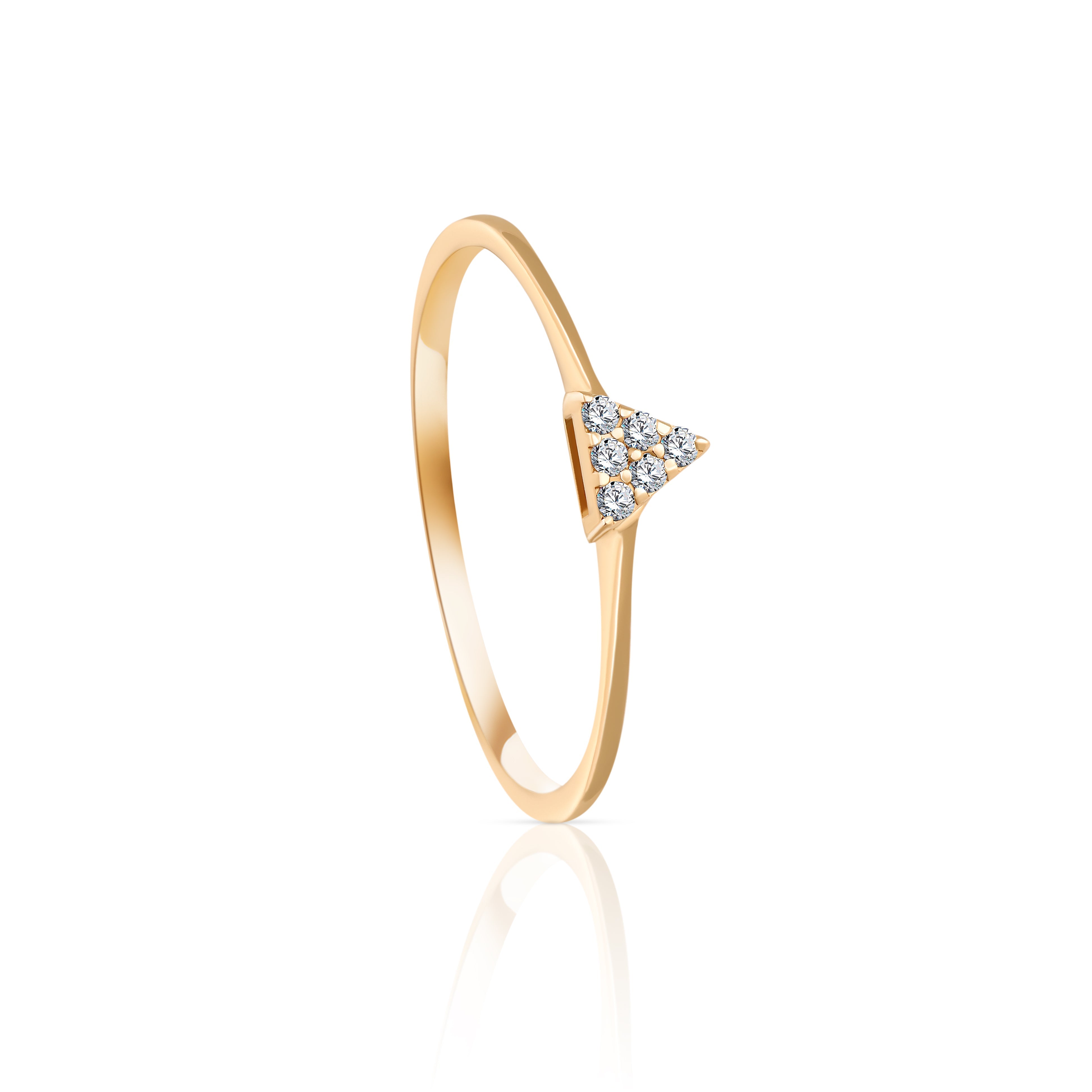 Triangular Center Multi Diamonds Ring in Yellow 18 K Gold - S-X16RON